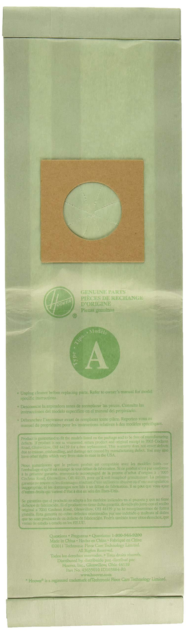 Hoover 4010001A Type A Vacuum Bags, Pack of 3 - Compatible with Elite Lightweight Bag-Style Upright Vacuums