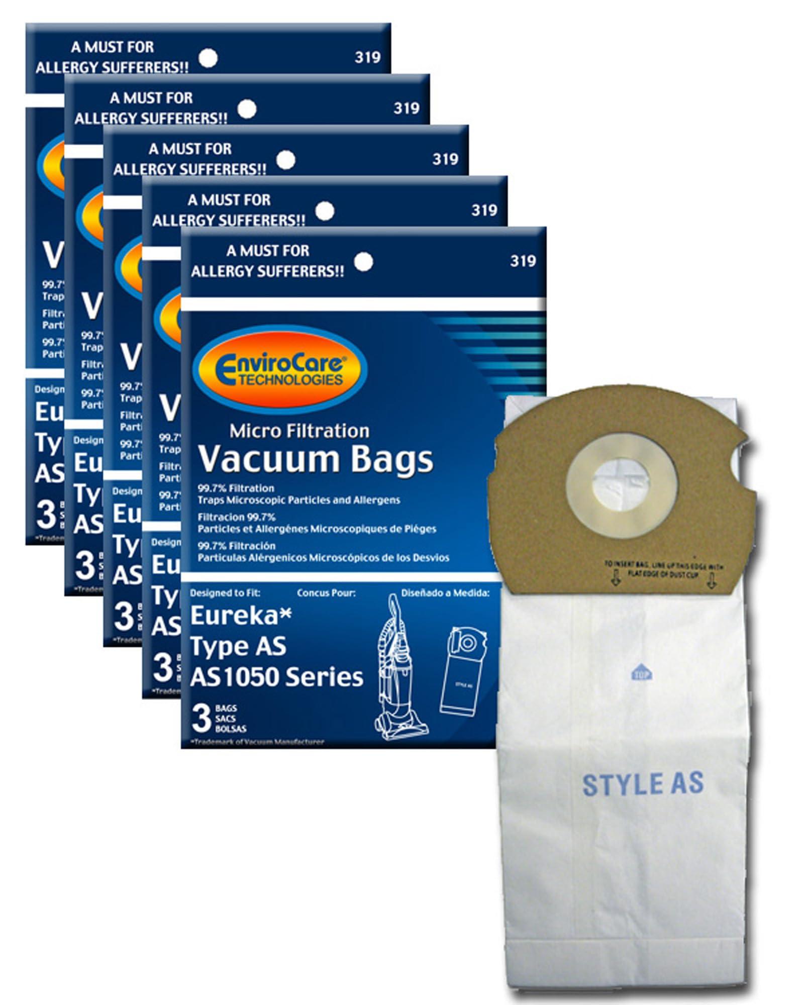 Envirocare Replacement Micro Filtration Dust Bags for Eureka Type AS, 15 Pack