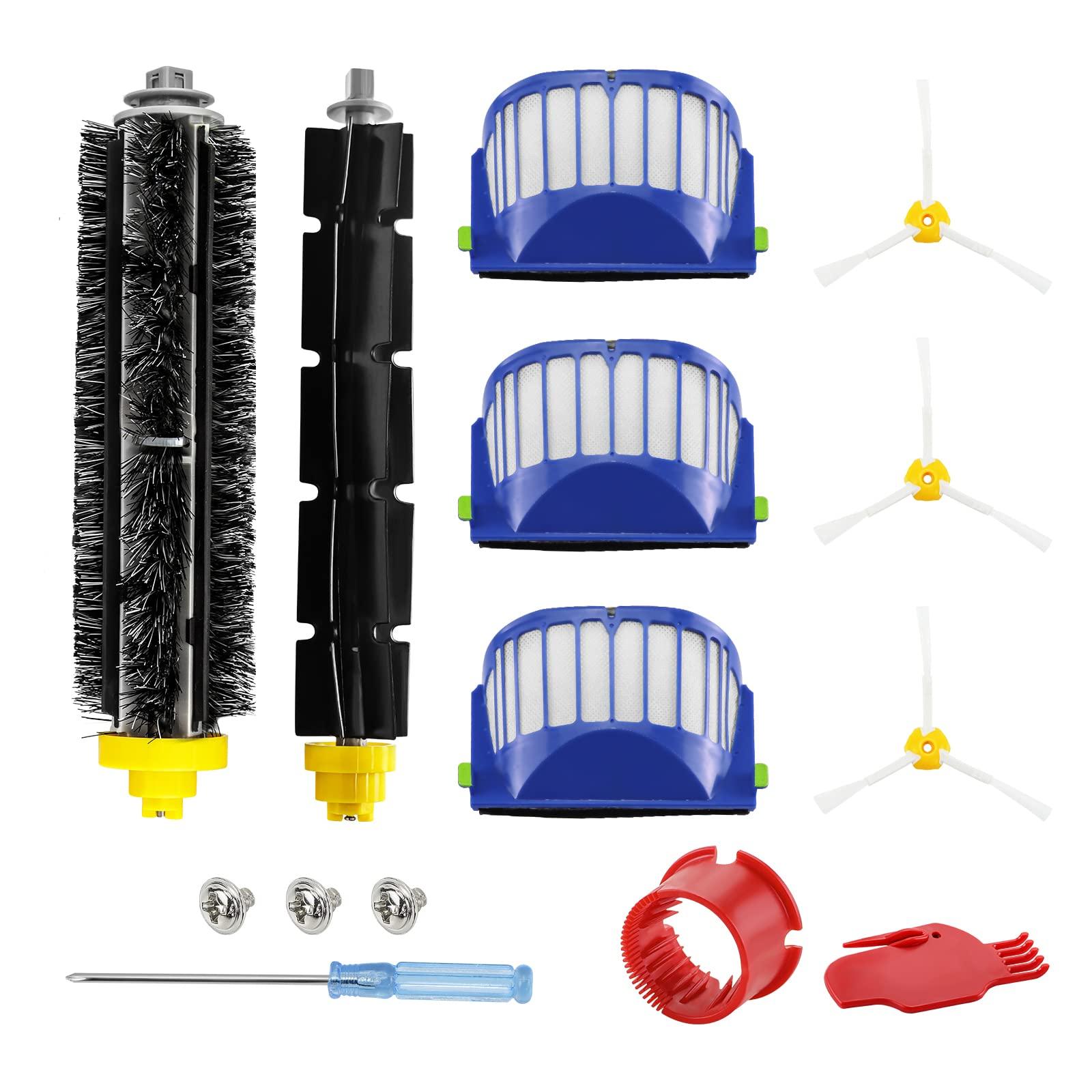 Funmit Replacement Parts Compatible with iRobot Roomba 500 600 Series - Vacuum Cleaner Accessory Kit with 3 Filters, 3 Side Brushes, 1 Bristle Brush