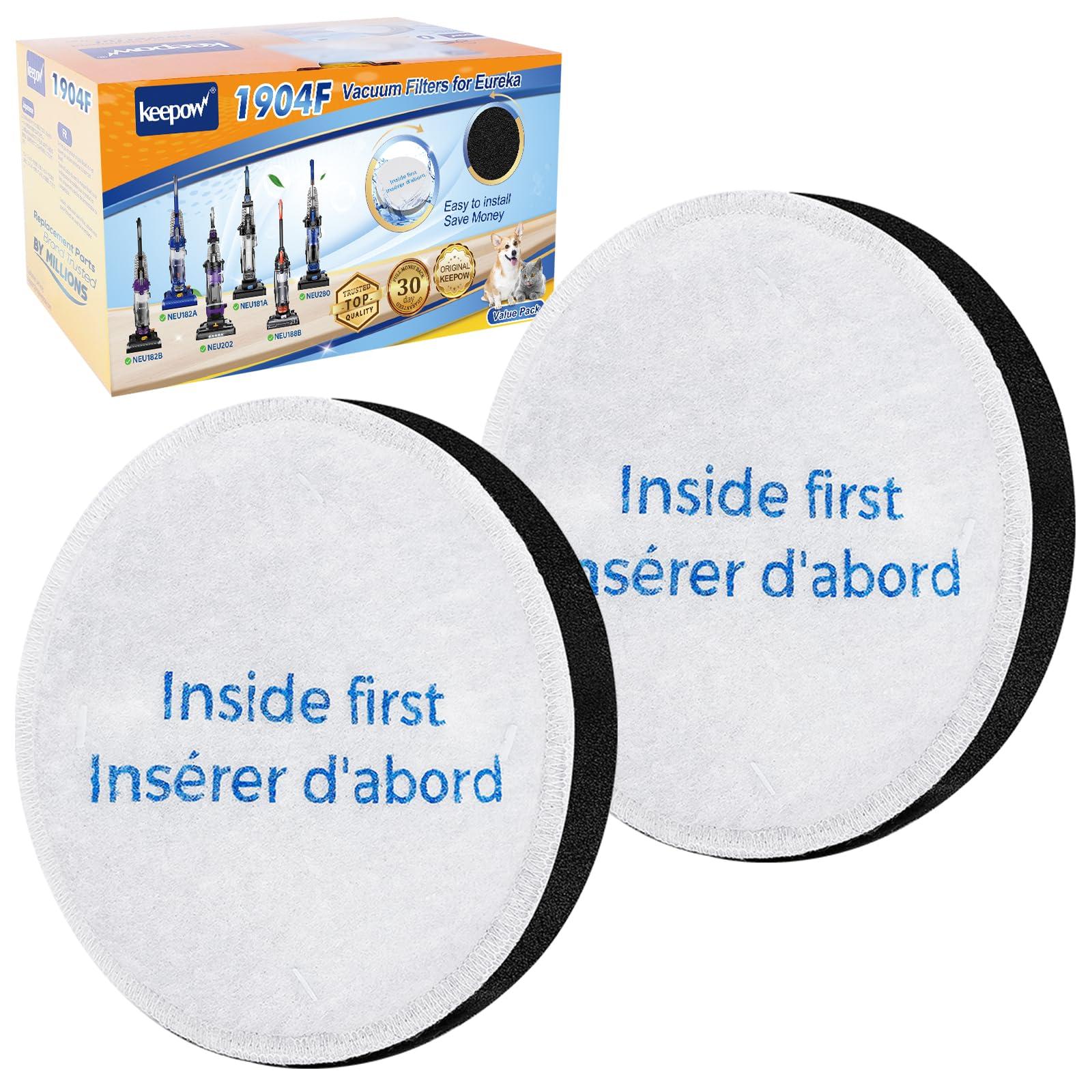 Keepow 2 Pack Vacuum Filter Replacement Compatible With Eureka Powerspeed Models NEU180 NEU180C NEU182A NEU182B NEU12CT NEU186 NEU188 NEU188A NEU190 NEU192A, Part #E0202