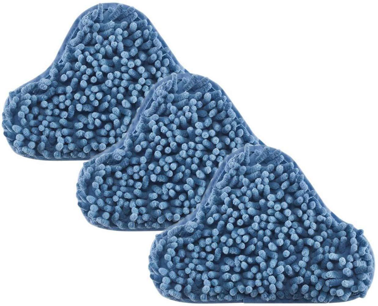 Replacement 3Pcs Coral Blue Chenille Microfiber Mop Pads for H2O Steam Mop X5 - Washable & Durable