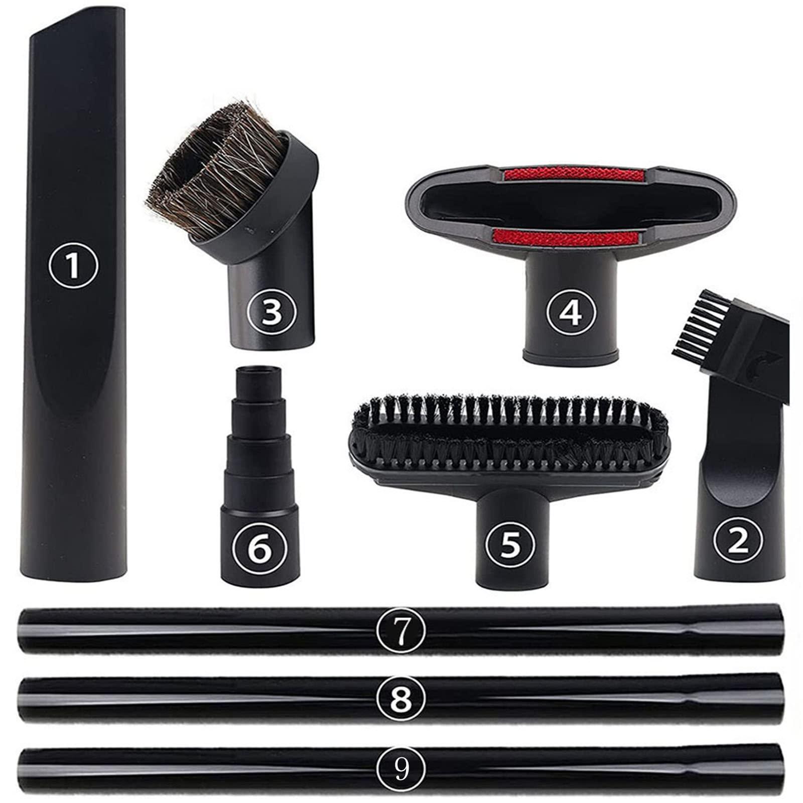 ANBOO Vacuum Attachments Set - 9 Pack Vacuum Accessories Cleaning Kit for Hardwood Floors, Extension Wands, Standard Hose Adapter - 1 1/4 Inch