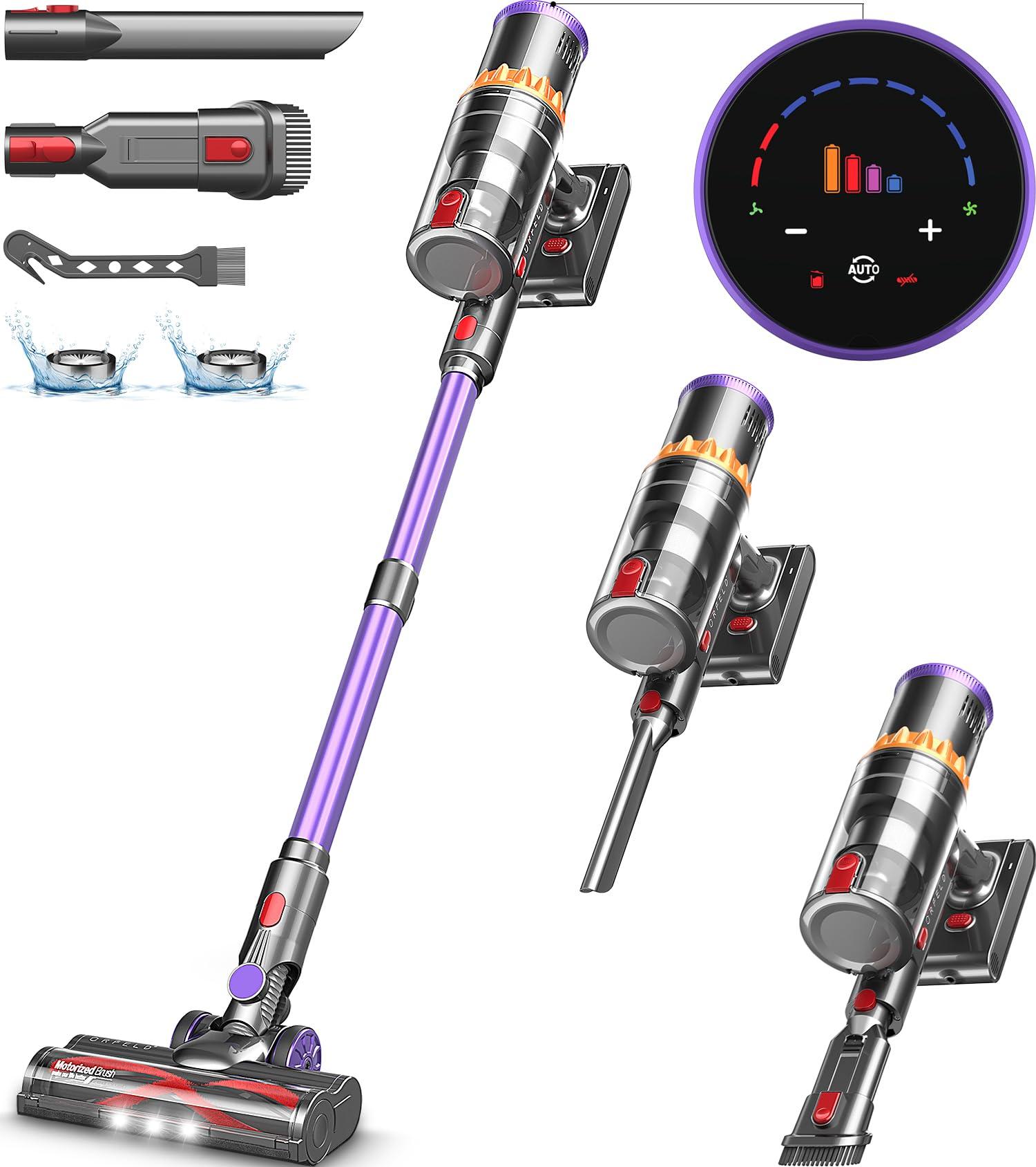 Smart Cordless Vacuum Cleaner with Powerful Suction & Auto Mode for Home - Lightweight Anti-Tangle Vacuum for Pet Hair, Carpet, Hardwood Floor