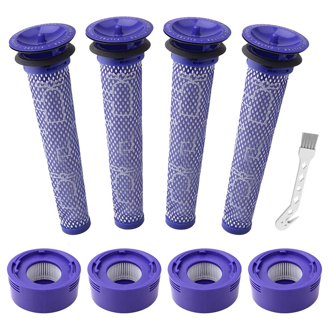 HECHUANG 8 Pack Vacuum Filter Replacement Kit for Dyson V7, V8 Animal and V8 Absolute - 4 Post Filter, 4 Pre Filter