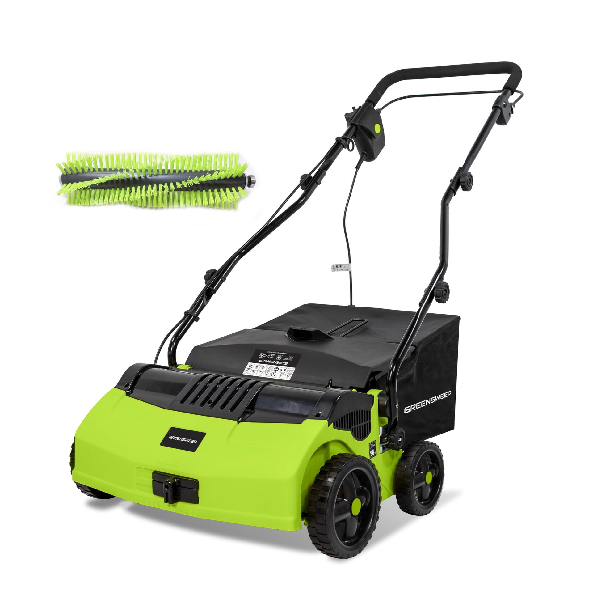 GreenSweep V2 Artificial Grass Electric Sweeper Rake Vacuum with 45L Collection Bag and 5 Adjustable Heights