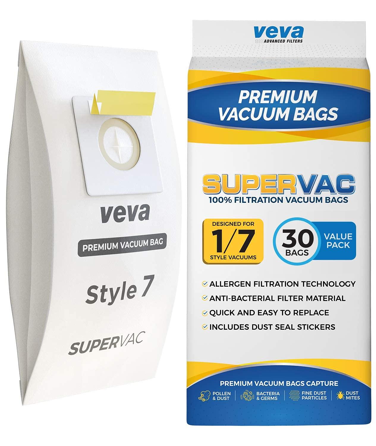 VEVA 30 Pack Premium Supervac Style 7 Paper Vacuum Bags Compatible With Bissell Upright Vacuums, Part #32120
