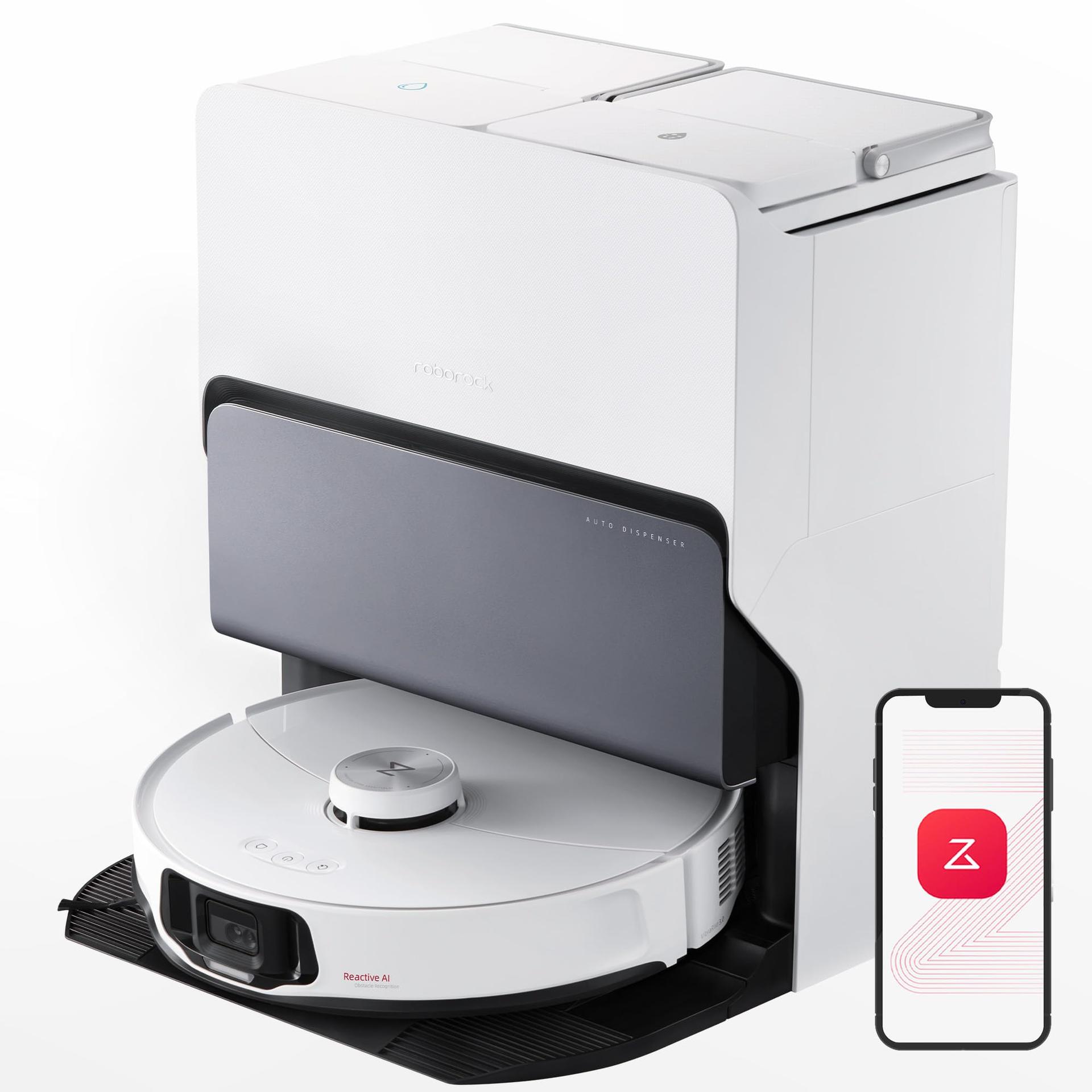 Roborock S8 Maxv Ultra Robot Vacuum & Sonic Mop | 10000 Pa Suction | Corner To Edge Deep Cleaning | Hot Air Self-Drying | Auto Empty & Refill | Detergent Dispenser | White