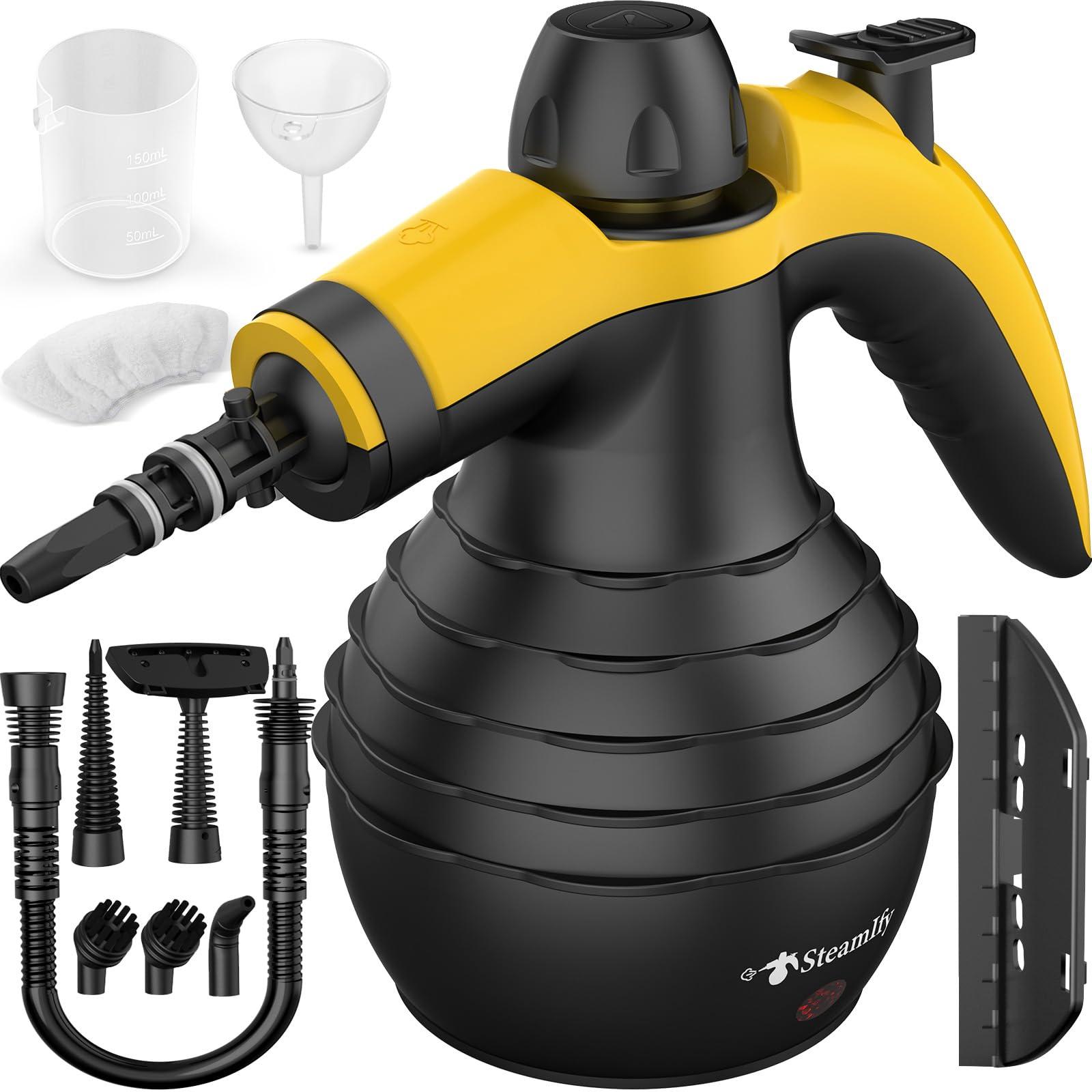 Powerful Steamify Pressurized Handheld Steam Cleaner with 10-Piece Accessories & Safety Lock for Multi-Purpose Home Cleaning