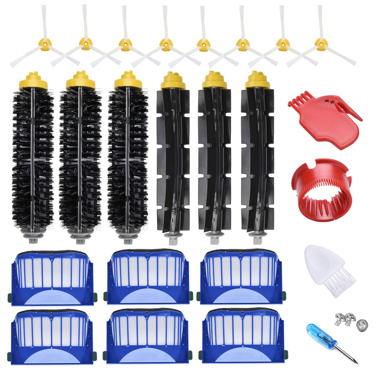 Replacement Parts Accessories Kit for Irobot Roomba 600 Series 694 695 677 671 690 - Bristle & Beater Brushes, Filters, Side Brushes