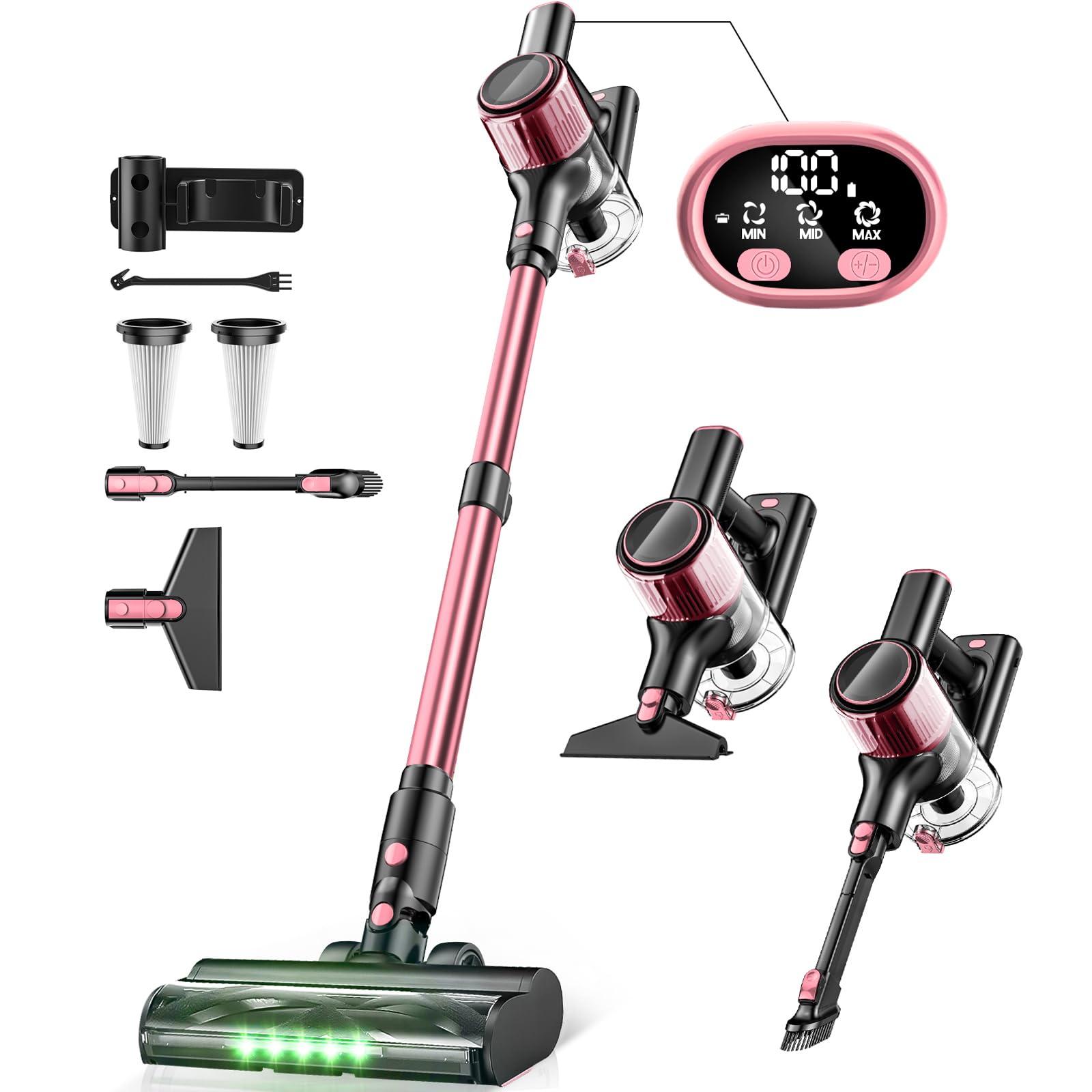 Powerful Cordless Vacuum Cleaner with 30Kpa Suction, Anti-Tangle Brush, Upgraded Light - 8-in-1 Lightweight Stick Vacuum for Hardwood Floor, Carpet, Pet Hair Removal
