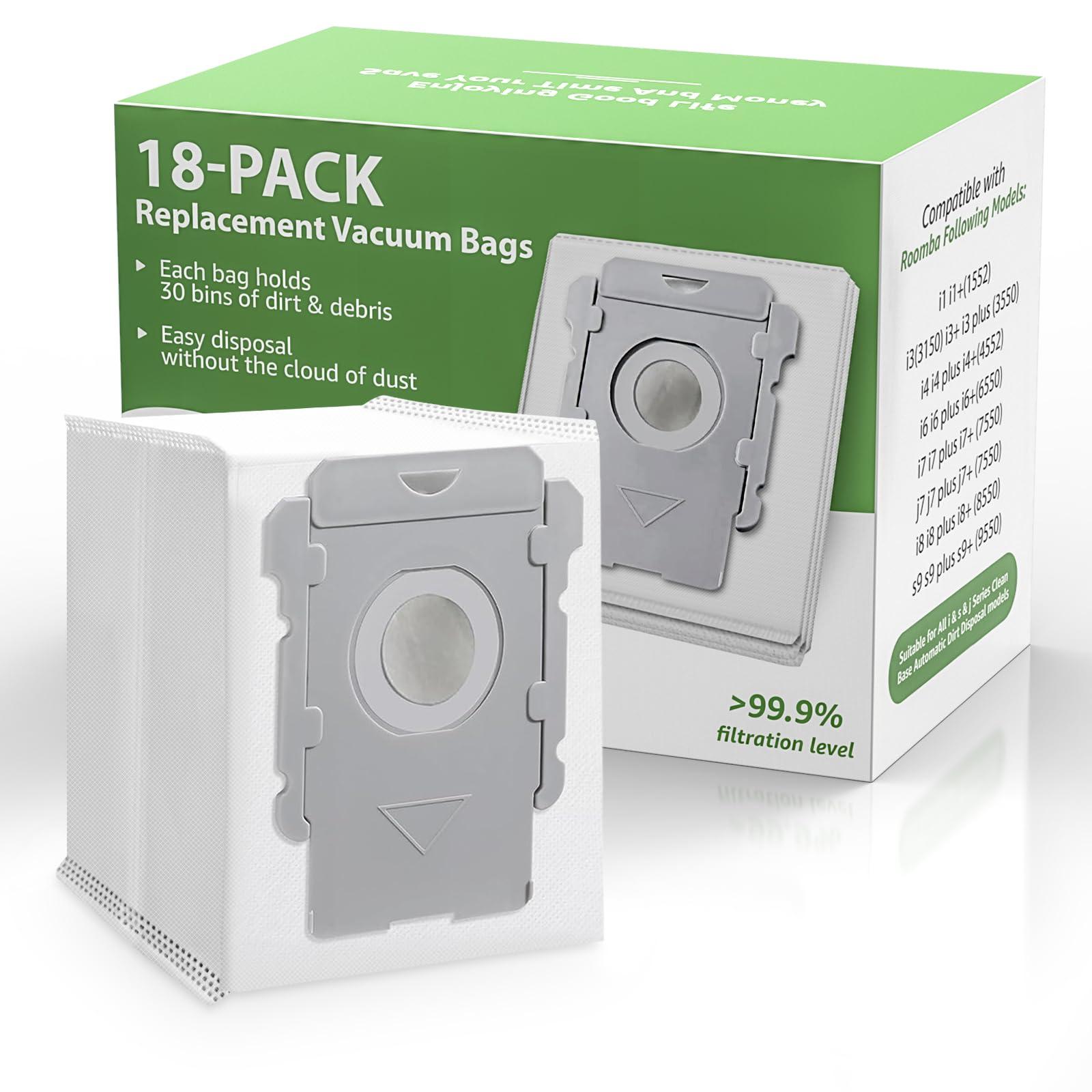 18 Pack iRobot Roomba Vacuum Bags for I7, I8, I3, I4, I6, S9 Series - Automatic Dirt Disposal Bags