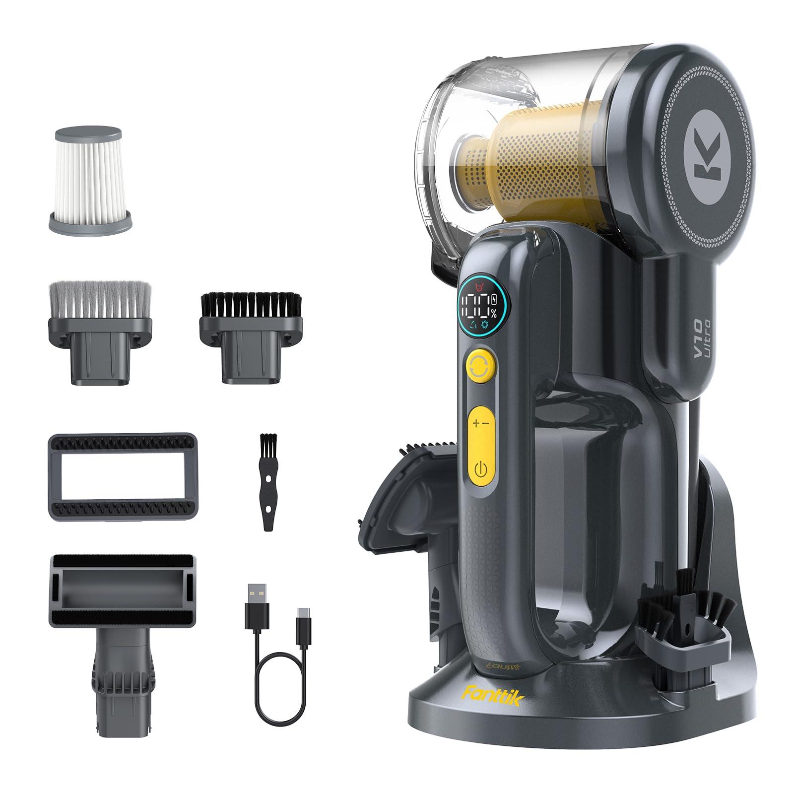 Fanttik Fold V10 Ultra Deluxe Handheld Vacuum Cordless 17Kpa Suction Power - Charging Base Pivot Nozzle Up To 35 Mins Runtime Smart Led Display
