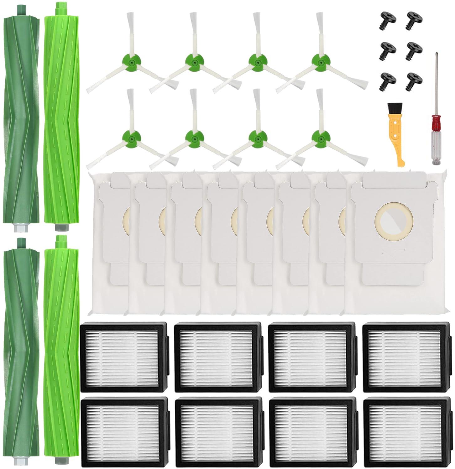 26 Pack Replacement Parts For Irobot Roomba I7+ J7+ I3+ I4+ I6+ I8+ E6 E7 Vacuum Cleaner, Rubber Brushes, Hepa Filters, Side Brushes, Vacuum Bags