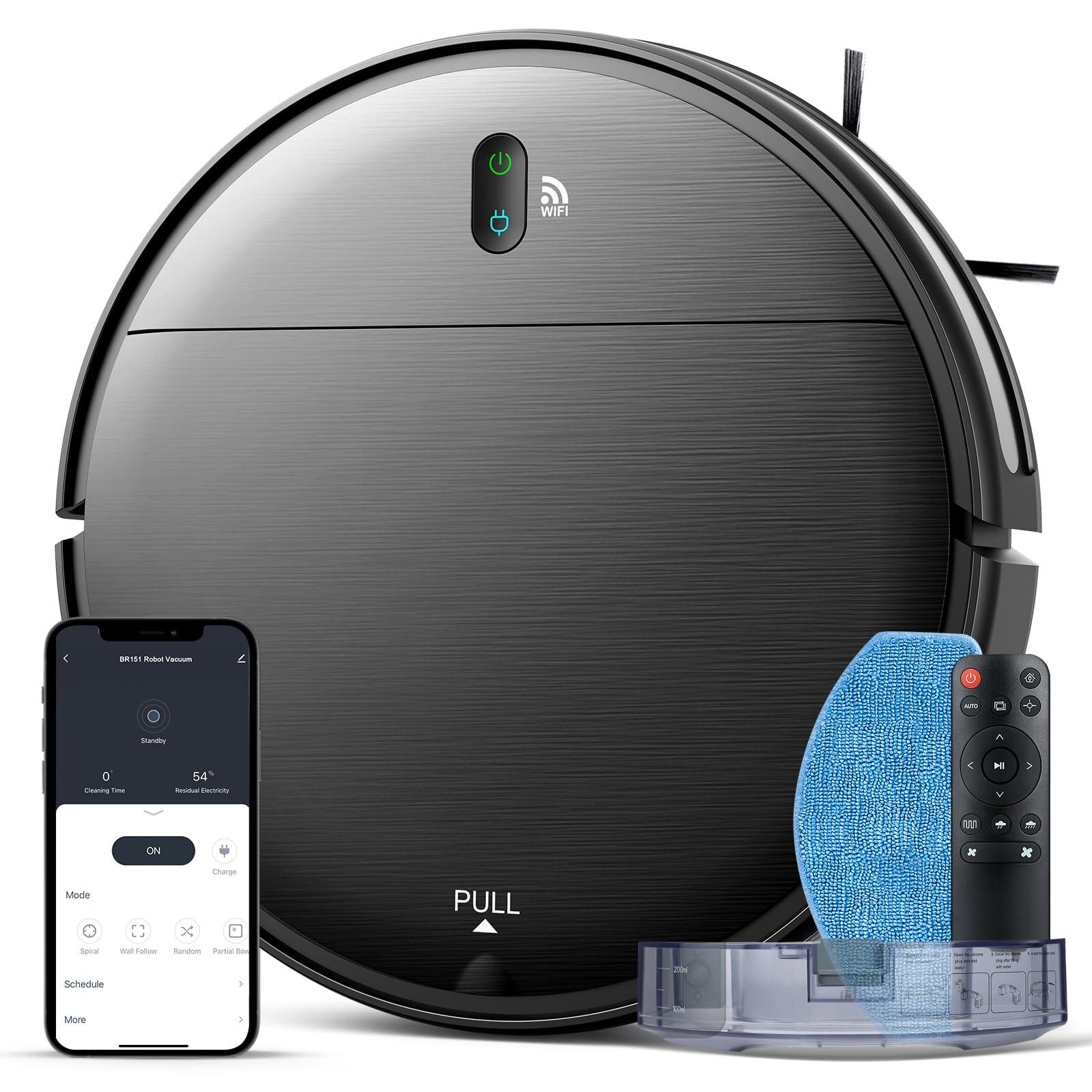 Intelligent 2-In-1 Robot Vacuum and Mop Cleaner for Hardwood Floors with Powerful Suction