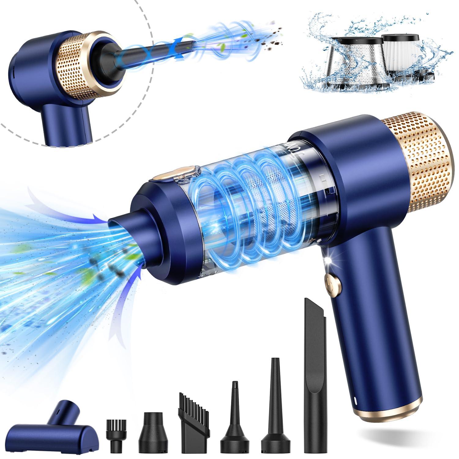 Jonyj Handheld Car Vacuum Cleaner | 16000Pa Portable Cordless with 2-in-1 Air Duster and LED Light