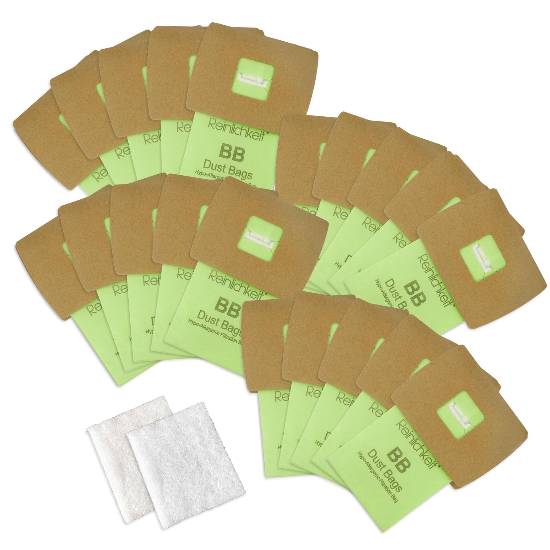 20-Pack Oreck Type Bb Compact Canister Vacuum Bags Replacement with 2 Motor Filter