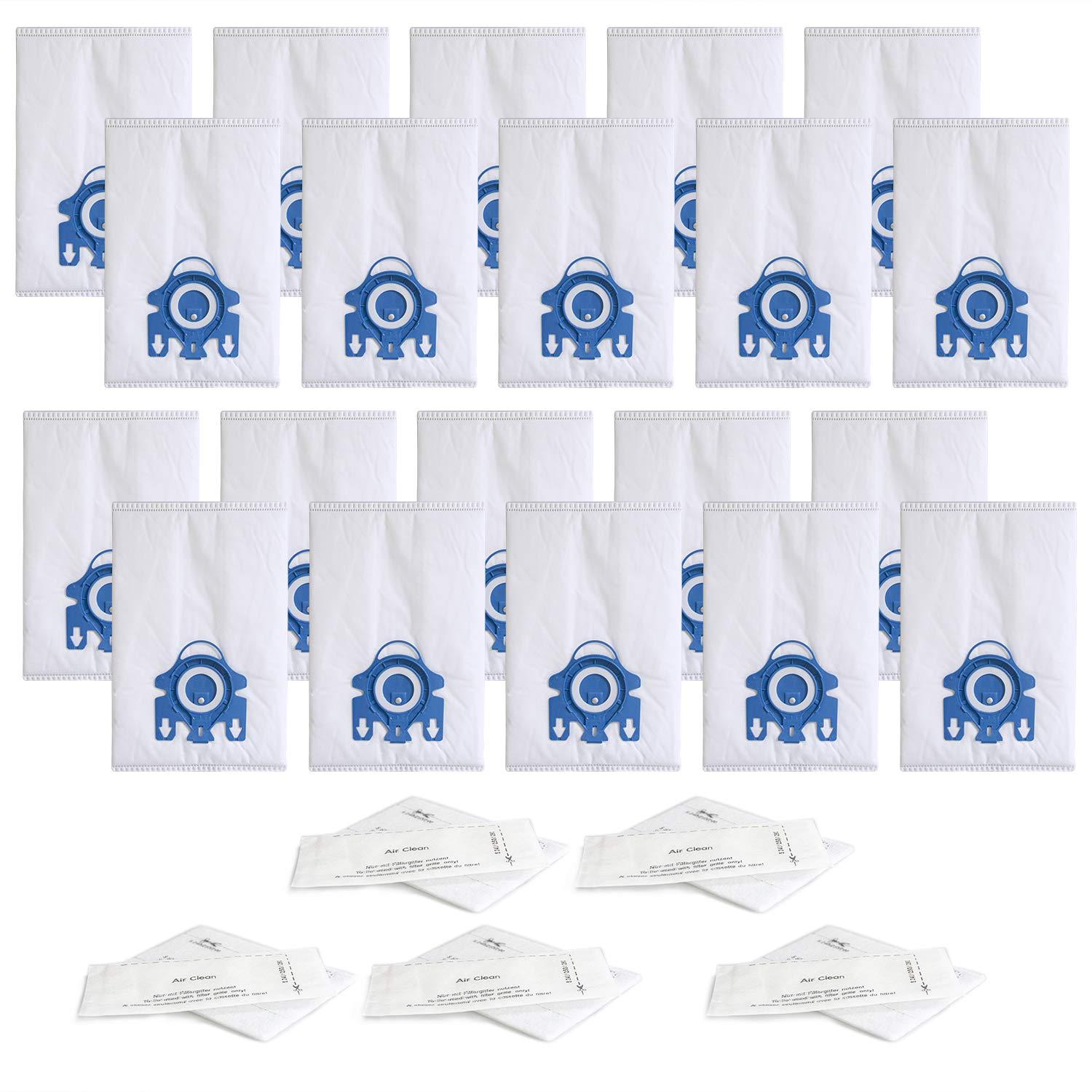Airclean Filter Bags Type GN for Miele Canister Vacuum Cleaners - 20 Pack Dust Bags + 5 Set Filters