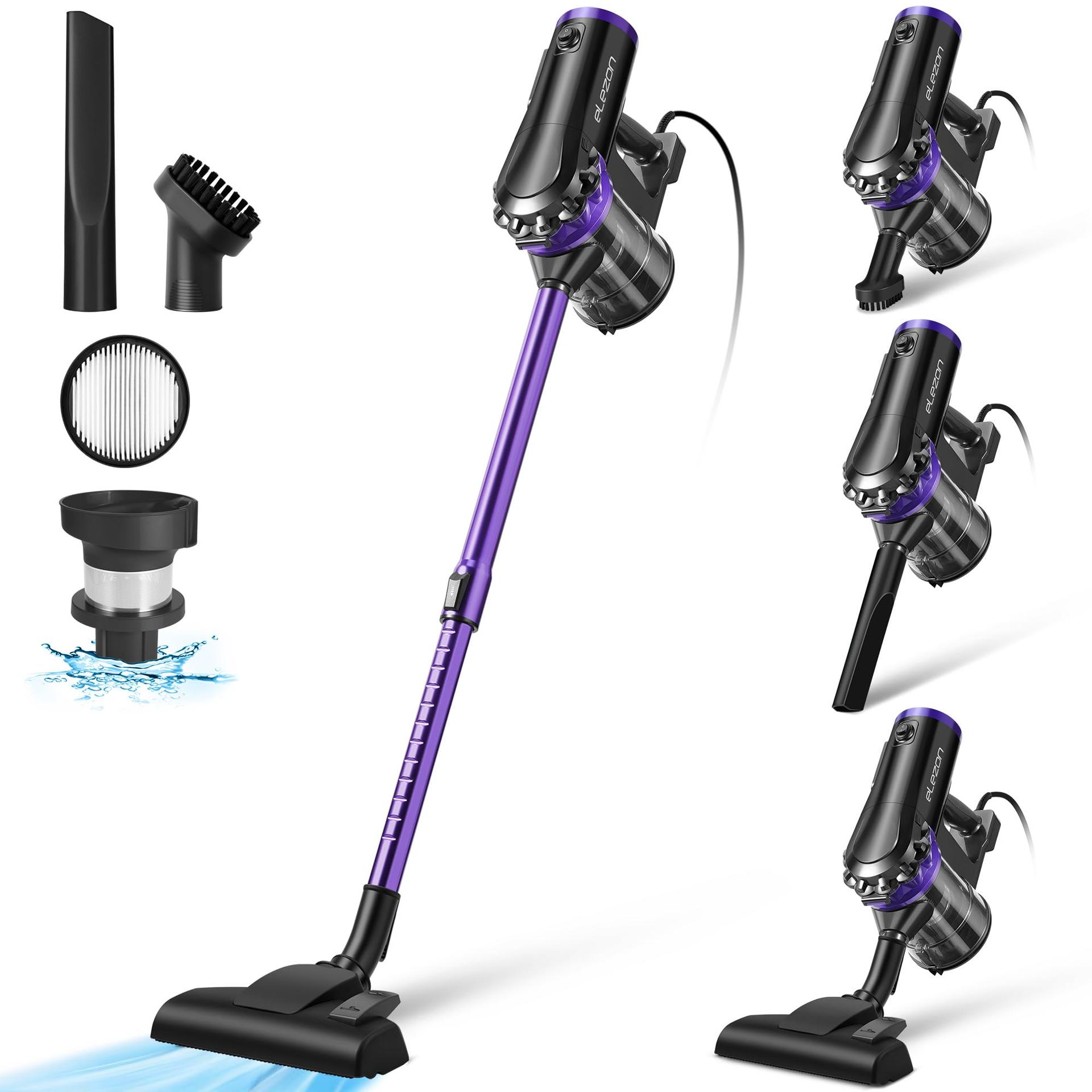 Elezon F800 Stick Vacuum Cleaner with 18Kpa Powerful Suction, 23 Ft Cord, Bagless, Lightweight Handheld - Purple