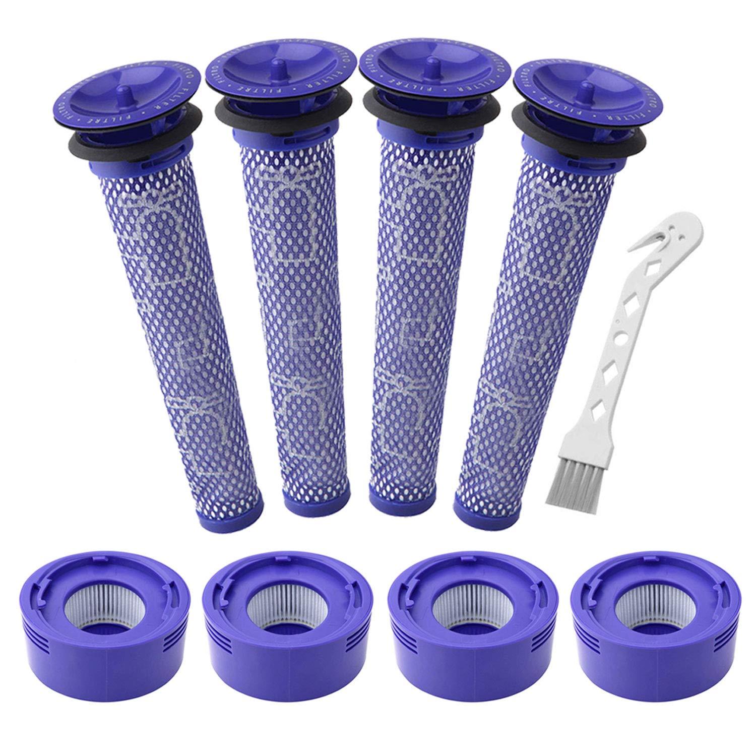 Lemige 4 Pre-Filters and 4 Post-Filters Replacement Compatible with Dyson V7 V8 Animal Absolute Vacuum, Compare to Part 965661-01 and 967478-01