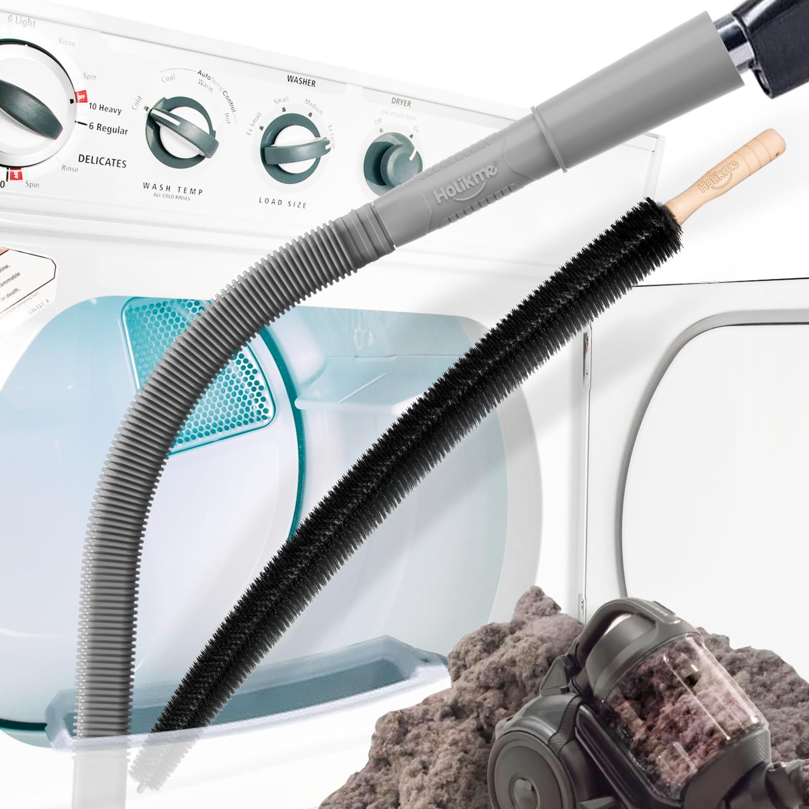 Holikme Dryer Vent Cleaner Kit - 2 Pcs Lint Vacuum Attachment & Flexible Brush, Grey
