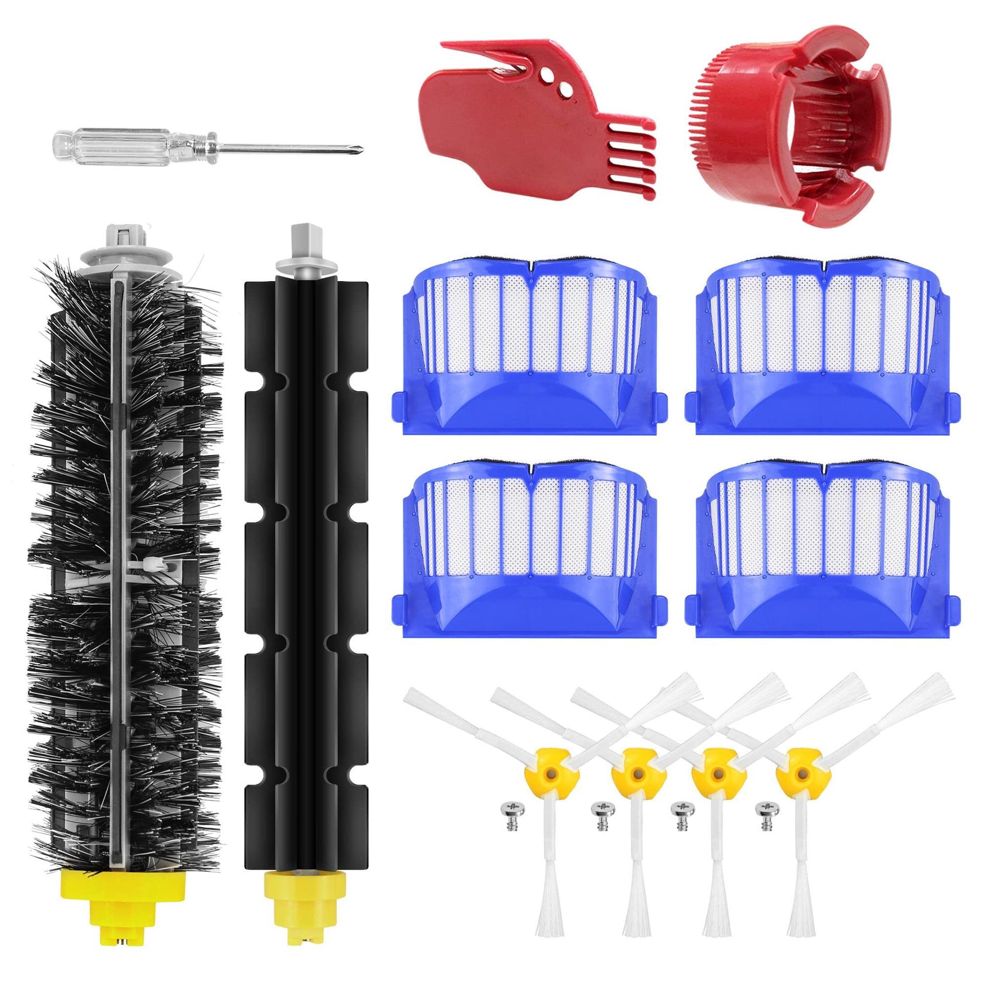 Replacementor 10 Pack Compatible Replacement Parts Kit for Irobot Roomba 600 Series - Filter Side Brush, Bristle, and Beater Brush Accessories