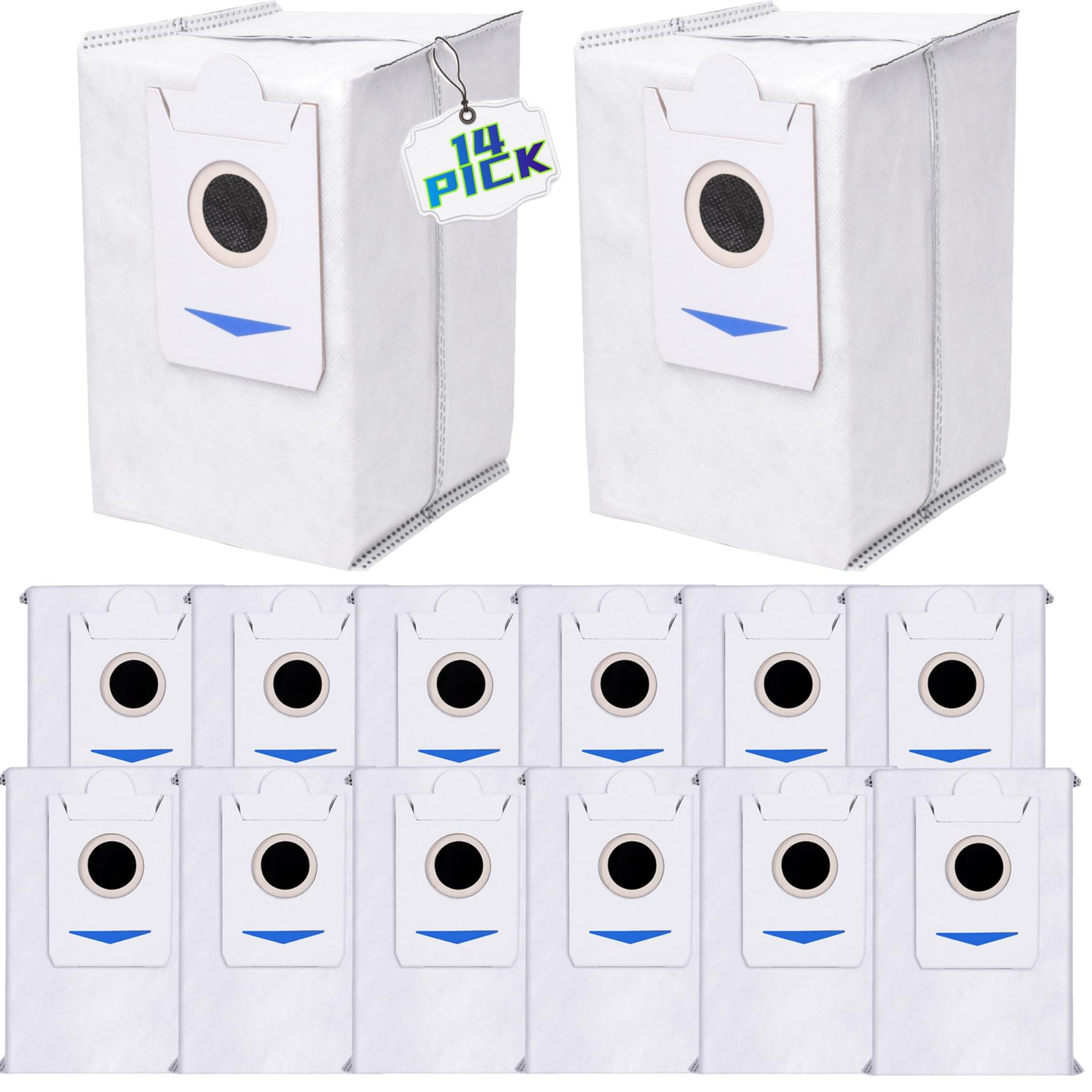 14Pcs Eco-Friendly Disposable Dust Bags Compatible with Ecovacs T30S/X2/X2 Pro/X2 Omni/X5 Omni Robot Vacuum Cleaner