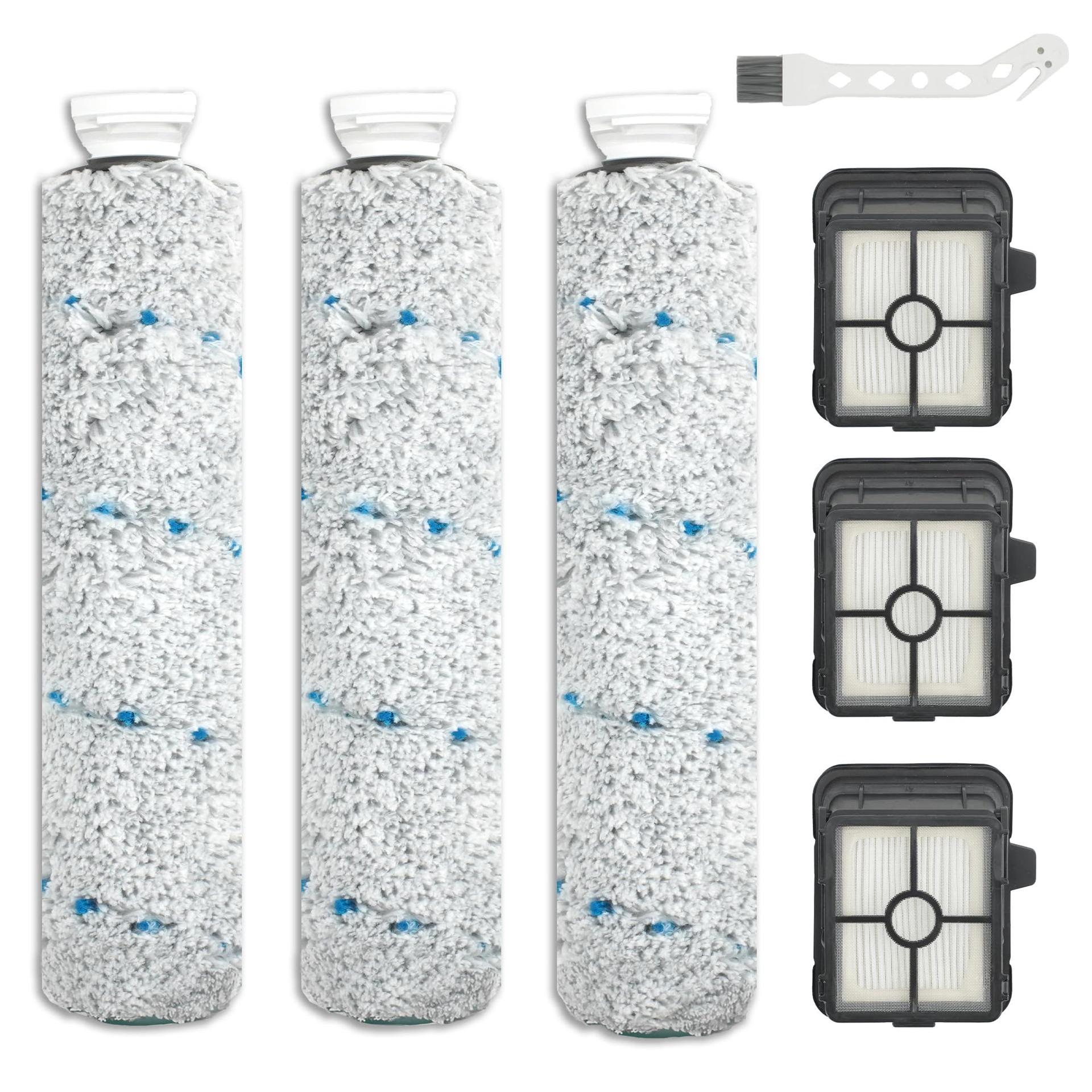 3 Pack Multi-Surface Brush Rolls and Filters Compatible with Bissell CrossWave Max & HydroSteam – Replacement Parts for Various Models