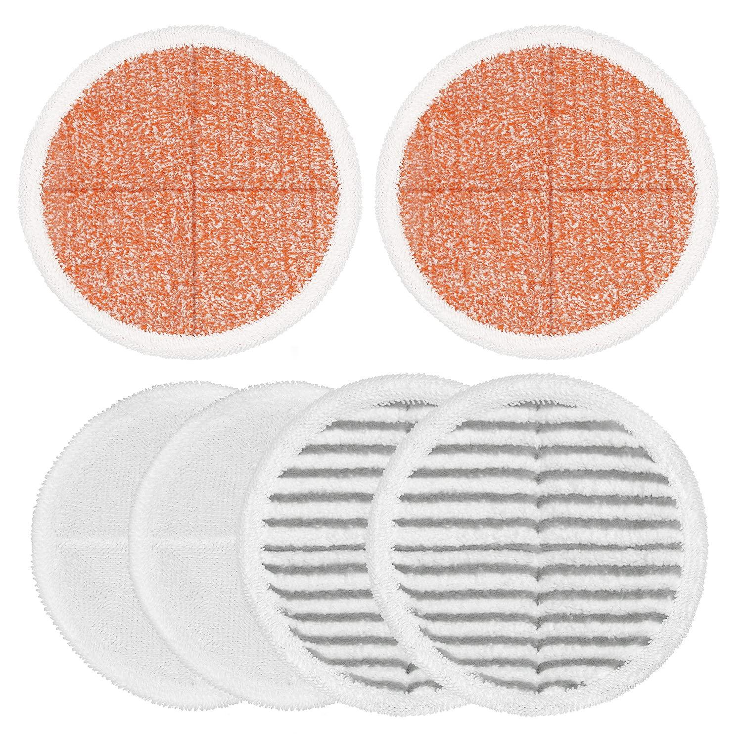 Replacement Mop Pads for Bissell Spinwave Steam Mops - Pack of 6 (2 Soft, 2 Scrubby, 2 Heavy Scrub Pads)