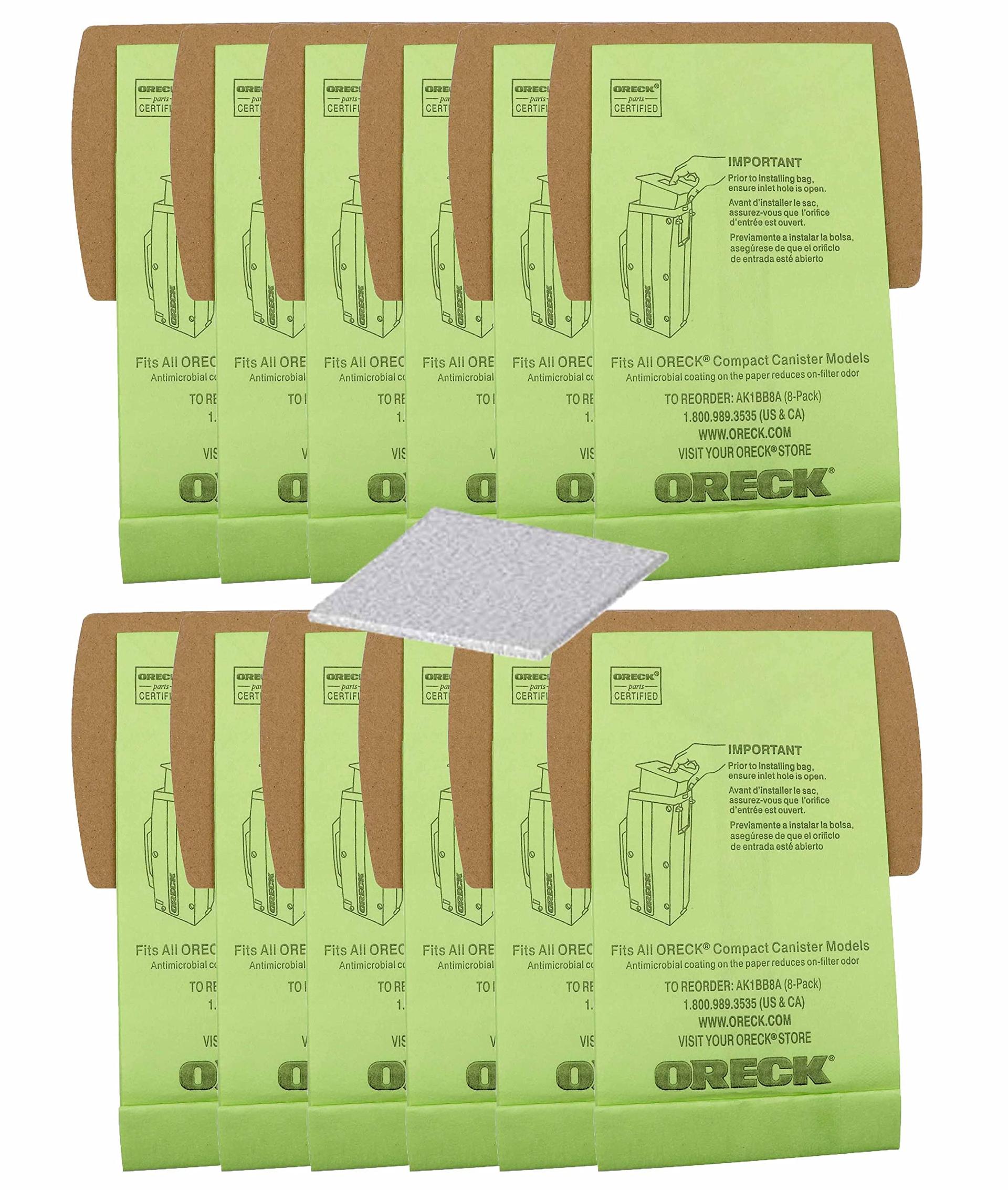 Oreck Type BB Compact Canister Vacuum Bags 12-Pack with Motor Filter PKBB12DW