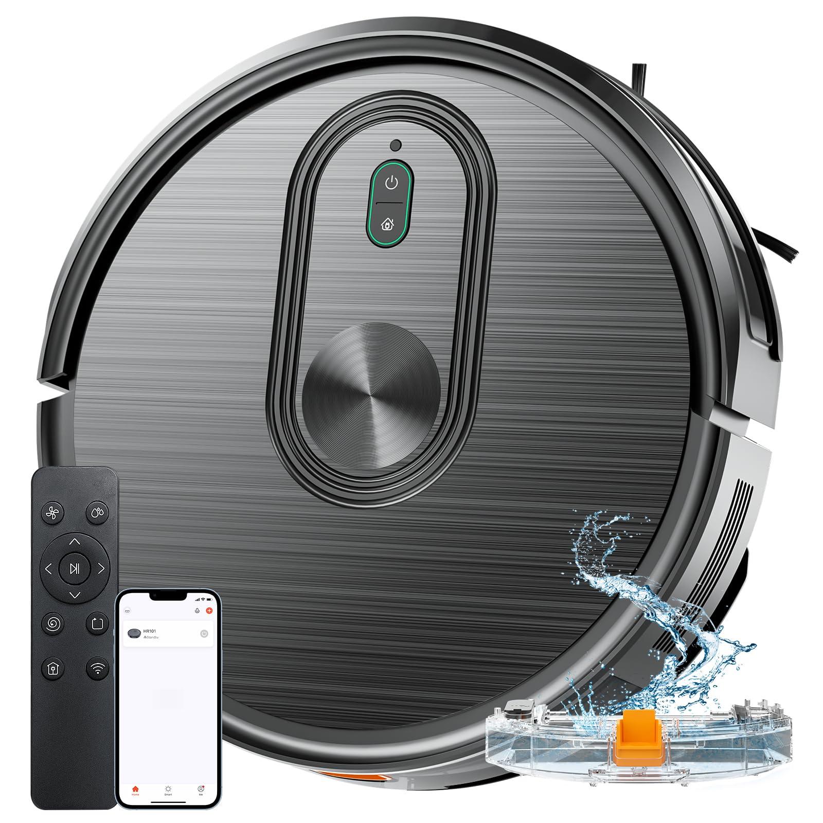 HEPA Filter Robot Vacuum and Mop Combo with Powerful 3200Pa Suction, Ideal for Pet Hair, Hard Floor, Carpet