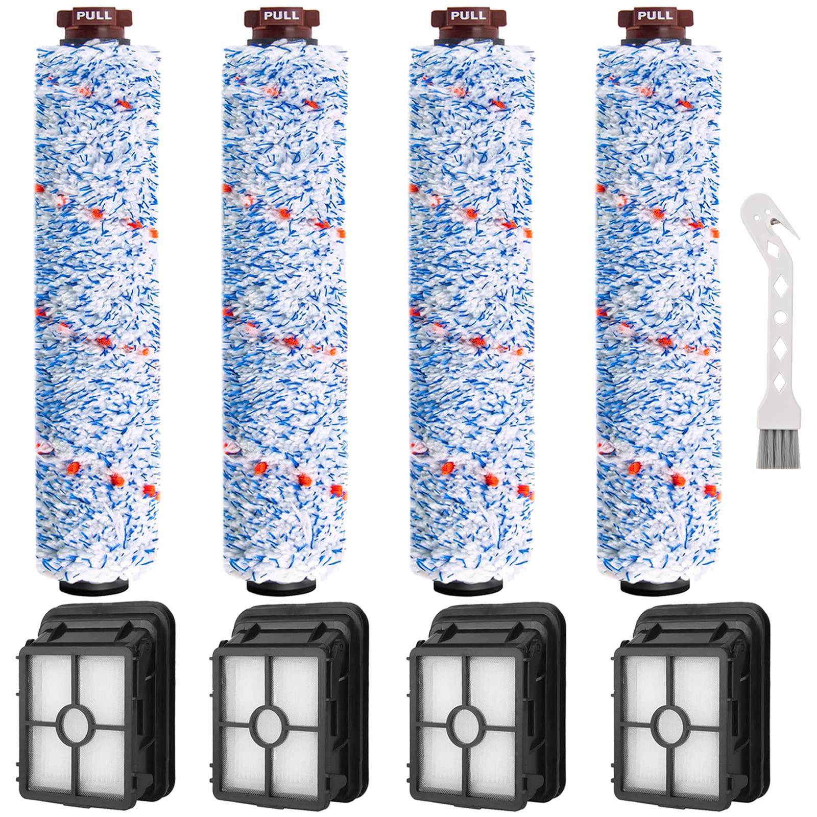 8 Pack Replacement Parts Compatible with Bissell Crosswave 1785 2306 Vacuum Cleaner - Multi-Surface Brush Rollers & HEPA Filters