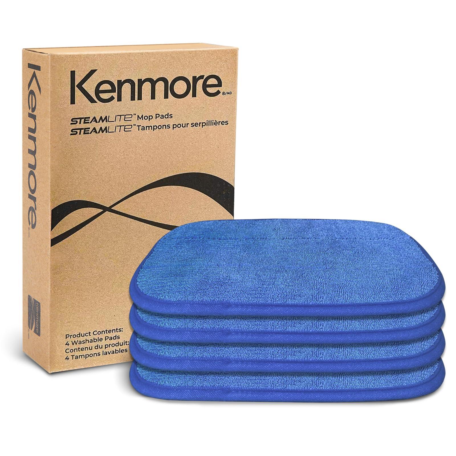 Kenmore Kp1010 Steam Mop Textile Pads - Set of 4 Washable Pads for Kenmore SM2050 2-in-1 Steam Mop Hard Floor Cleaner, Blue