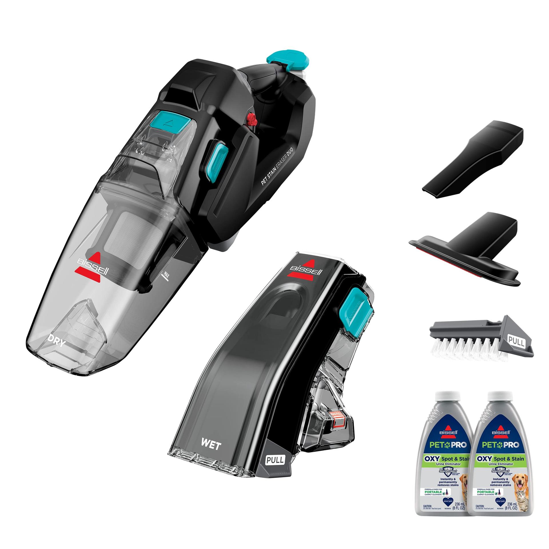 Bissell Stain Eraser Duo: Cordless Portable Deep Cleaner & Hand Vacuum with Pet Pro Oxy Formula
