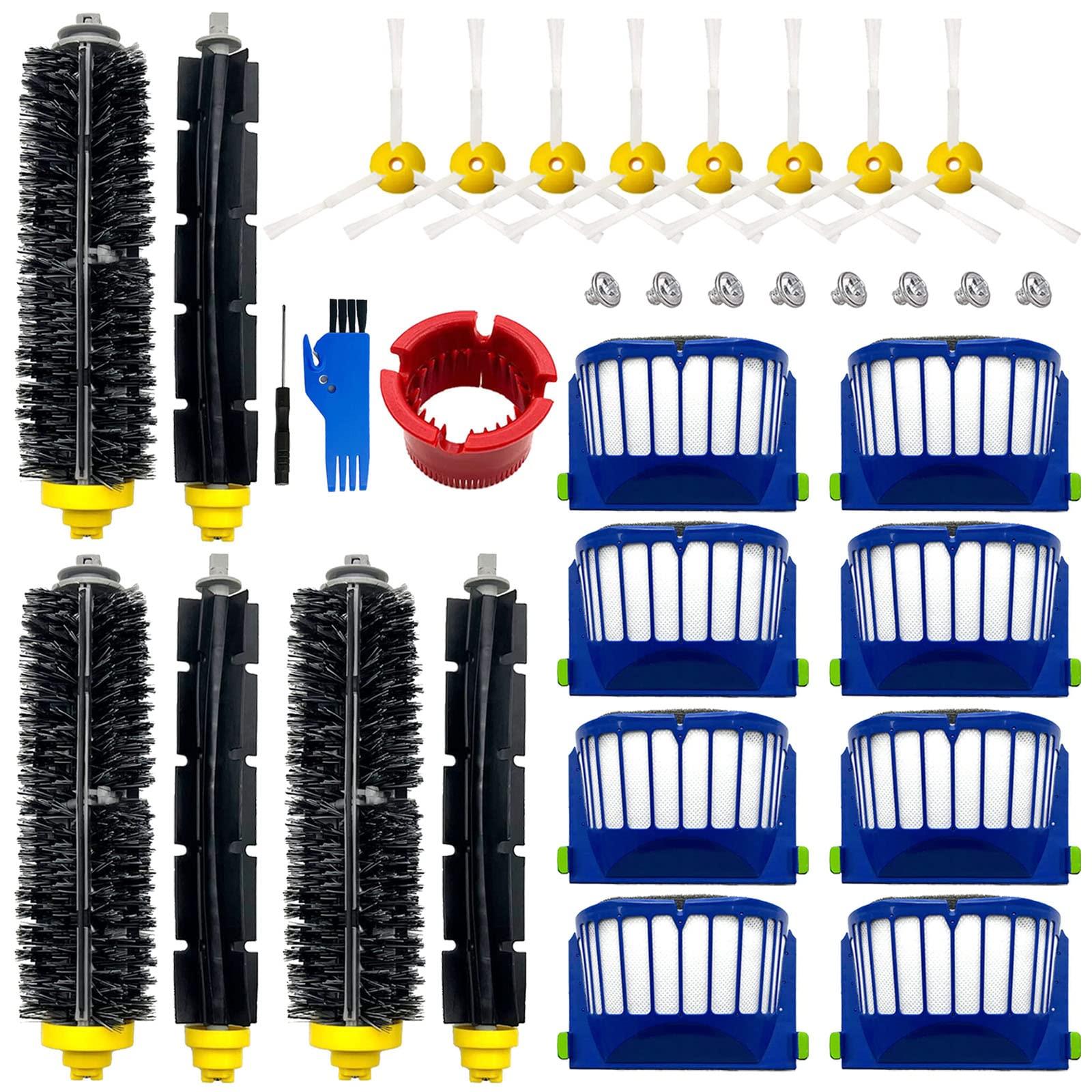 Replacement Accessories Kit for iRobot Roomba 600/500 Series - 3 Bristle & 3 Beater Brush, 8 Filter, 8 Side Brush