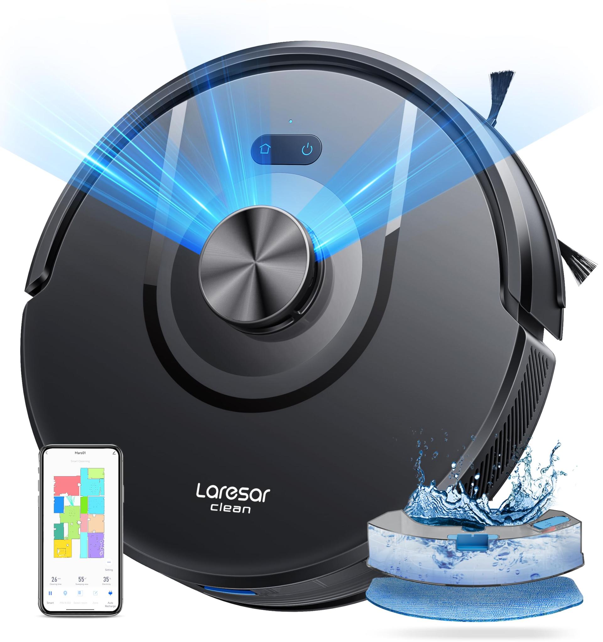 Laresar Clean Robot Vacuum and Mop Combo - 5000Pa Robot Vacuum Cleaner with Lidar Navigation, Ideal for Pet Hair and Hardwood Floors