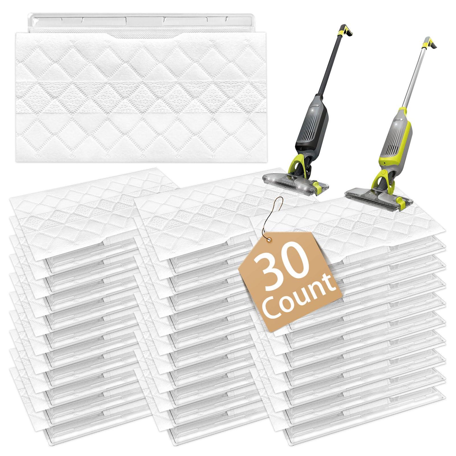 Disposable Vacmop Mop Pad Refills for Shark VACMOP Vacuums, White, 30 Count