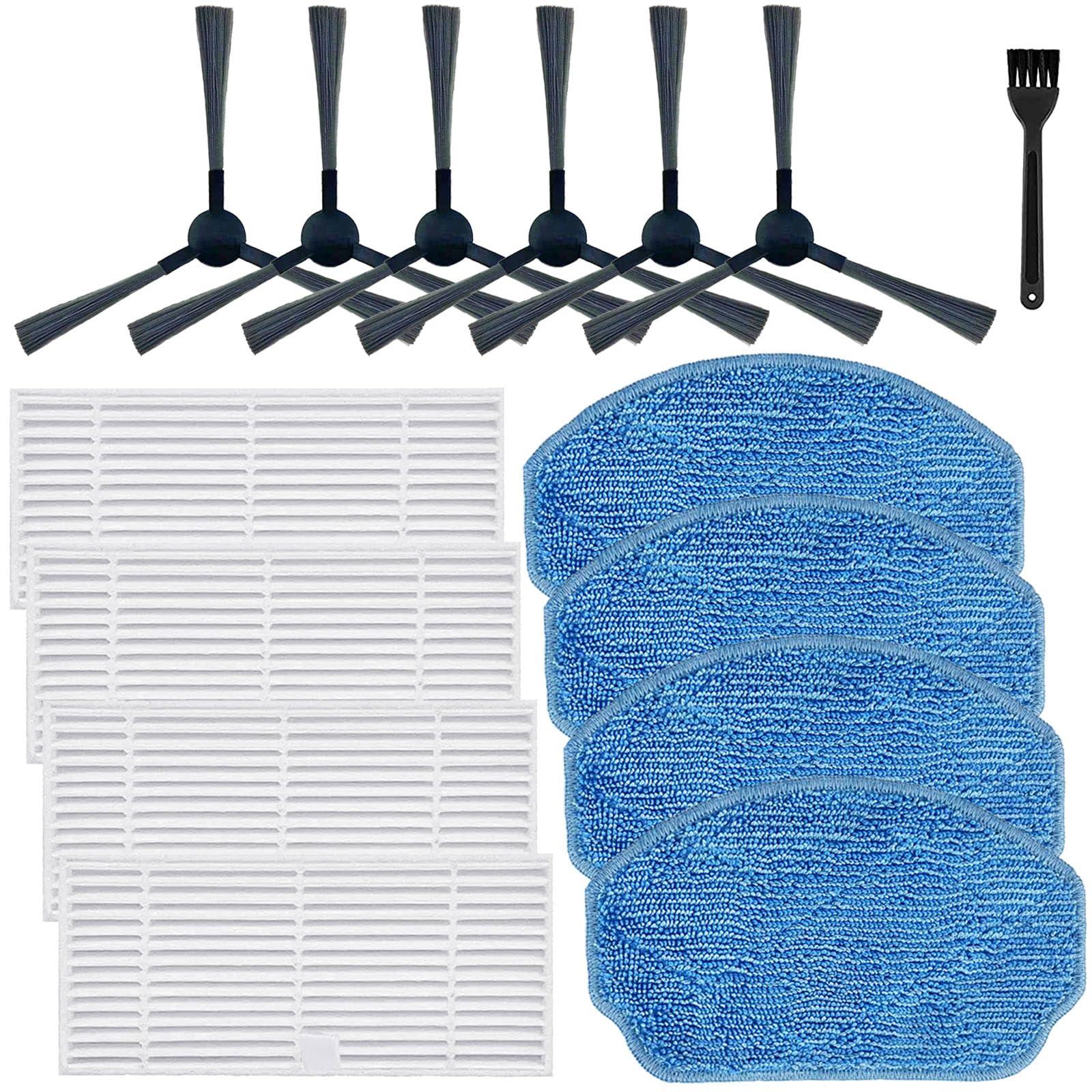 HEPA Filter Replacement Parts Bundle for MAMNV, ZCWA, Manvins, Onson, Kilgone G20 Robot Vacuum Mop Combo - 4 Filters, 4 Mop Pads, 6 Side Brushes
