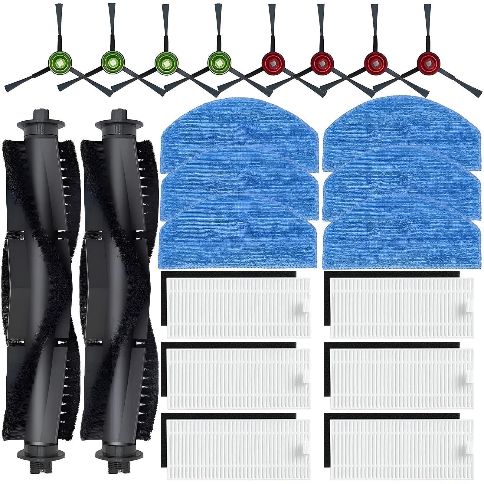 Replacement Parts Kit for Tikom G8000/G8000 Pro, Honiture G20/G20 Pro, Laresar Evol 3/Evol 3S Robot Vacuum Cleaner - 2 Main Brush, 8 Side Brush, 6 Hepa Filter, 6 Mop Pad