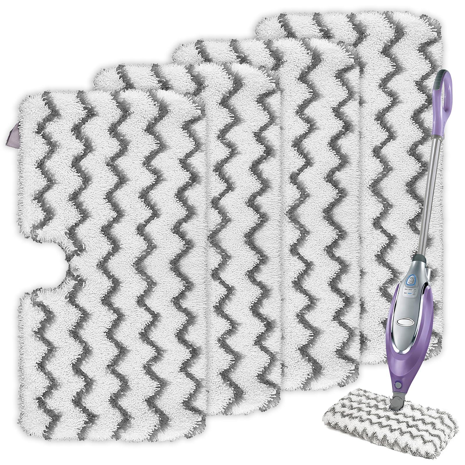 Tidy Monster Microfiber Steam Mop Pads with Scrub Strips for Shark Steam Pocket Mop - Replacement Refills (4 Pack, White)