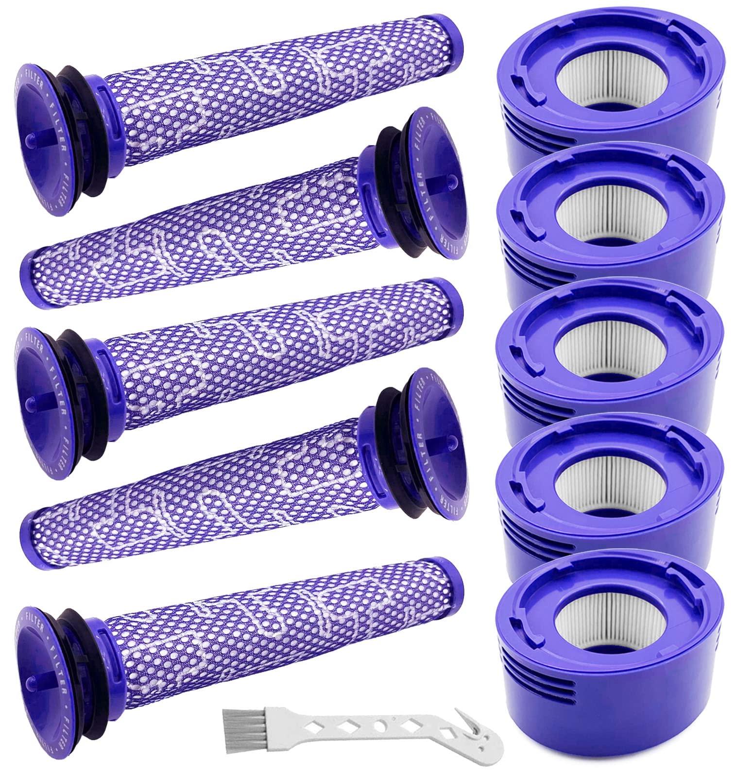 10 Pack Replacement Vacuum Filters for Dyson V7 V8 Cordless Vacuums - 5 Pre-Filters, 5 Post-Filters