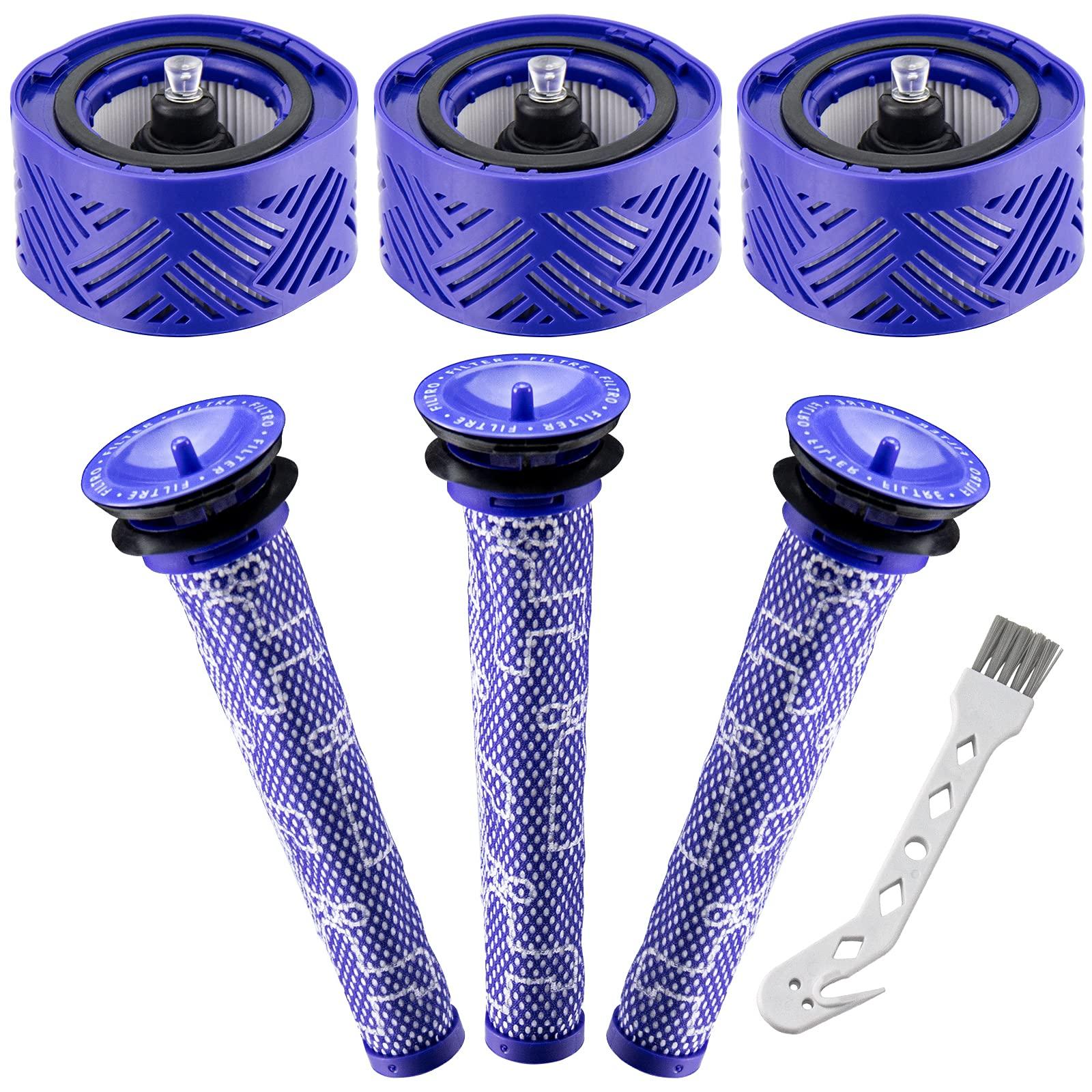 HEPA Filter Vacuum Set for Dyson V6 Absolute Cordless Stick Vacuums - 3 HEPA & 3 Pre Filters