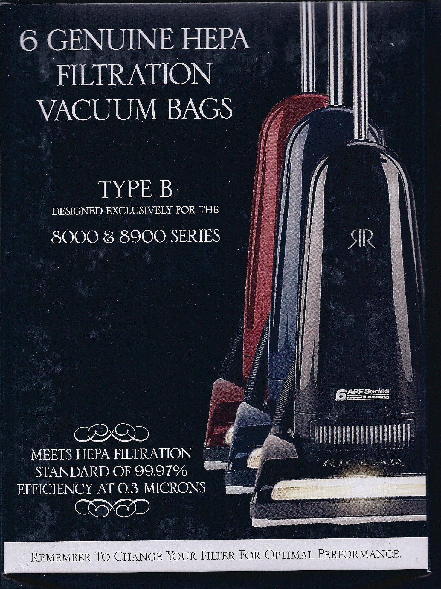 Genuine Riccar RBH-6 HEPA Vacuum Bags 6 Pack for 8000 & 8900 Series